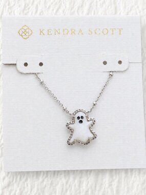 Kendra Scott Ghost White Mother-of-Pearl Silver Necklace NEW